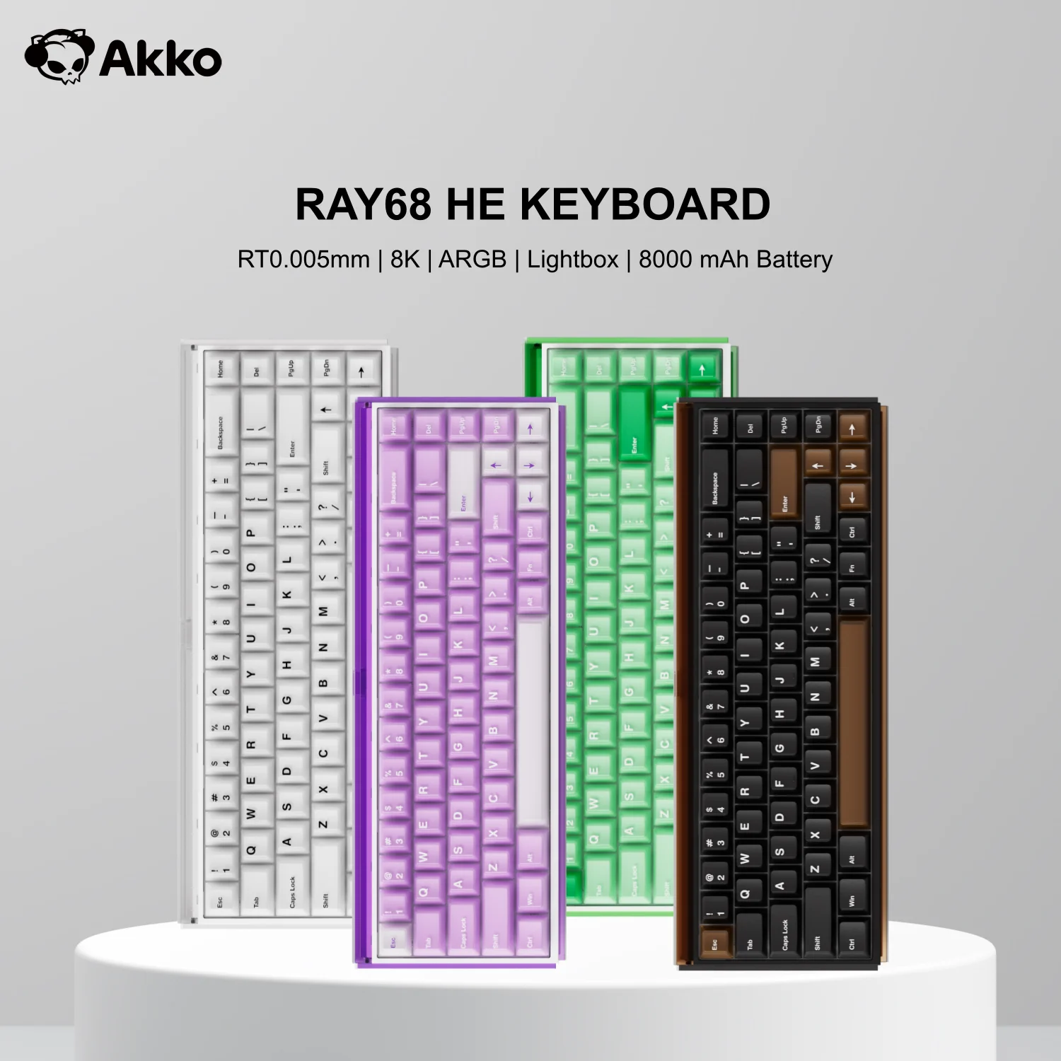 

Akko Ray68 HE Magnetic Keyboard 65% Rapid Trigger 0.005mm 8K RGB with Lightbox Tri-mode/Wired Custom ESports Gaming Keybaord