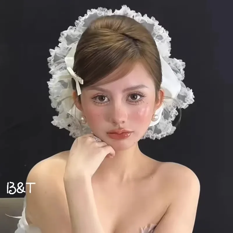 Premium Lace Floral Bridal Headband French Romantic Wedding Hair Accessory Vintage Forest Fairy Ultra Soft Breathable