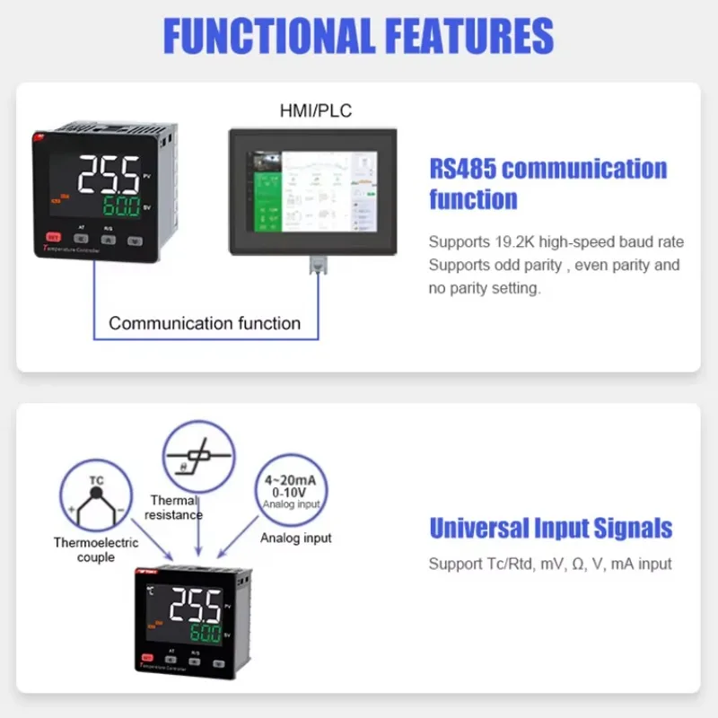 Layar LCD PID Pengontrol Suhu Penyetelan Otomatis Indikator Suhu Digital