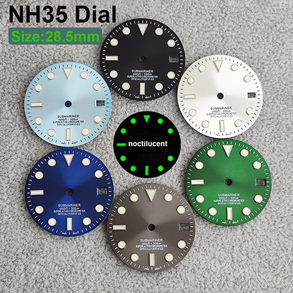 

NH35 28.5mm green luminous S logo SUB nautical dial suitable for NH35 NH36 movement watch accessories watch repair tools