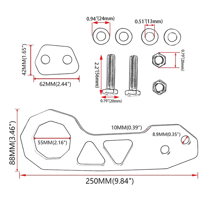 Racing JDM Tow Hooks for Car Decorative Trailer Hitch Rear Bumper Towing Bars Universal for VW Honda Toyota Suzuki Accessories