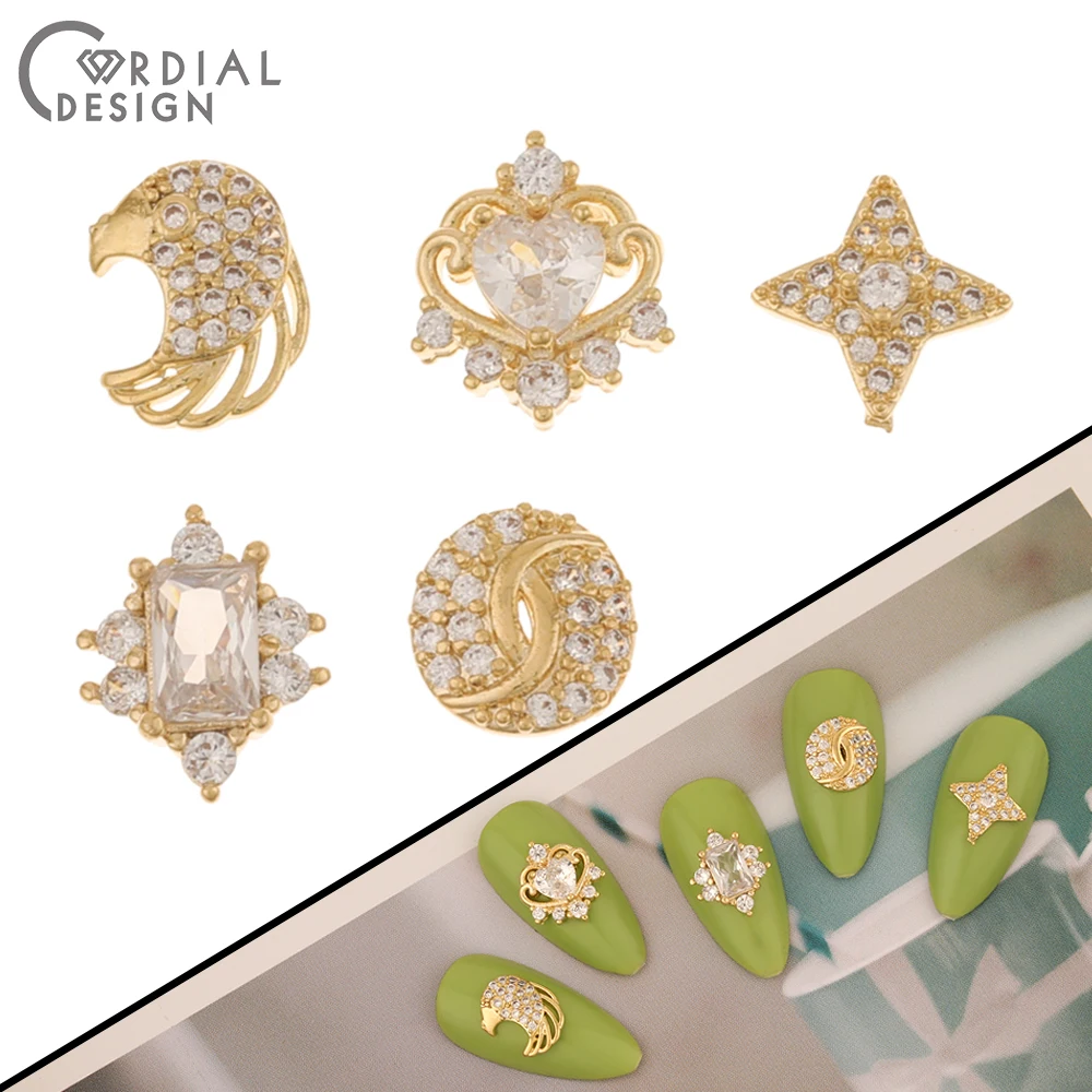 

Cordial Design 50Pcs DIY Fingernail Accessories/Cubic Zircon/Star Shapes/Jewelry Findings & Components/Genuine Gold Plating