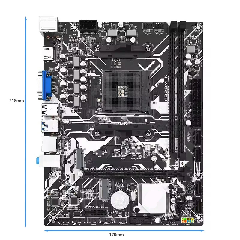 Vendas quentes amd para ryzen a320 chipset am4 desktop gaming placa-mãe hd vga cmos ddr4 memória sata interface de disco rígido único novo