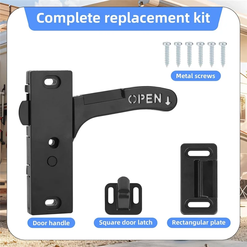 【B07R】RV للمنزل المتنقل، طقم استبدال بمقبض باب شاشة التخييم أقرب - تصميم اليد اليمنى #3