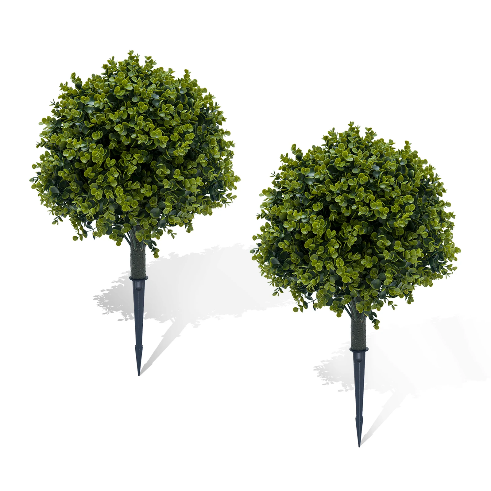 

2pcs 60cm Artificial Topiary Ball Tree with Ground Spike, UV Resistant Fake Shrub Plant for Garden Home Office Decoration