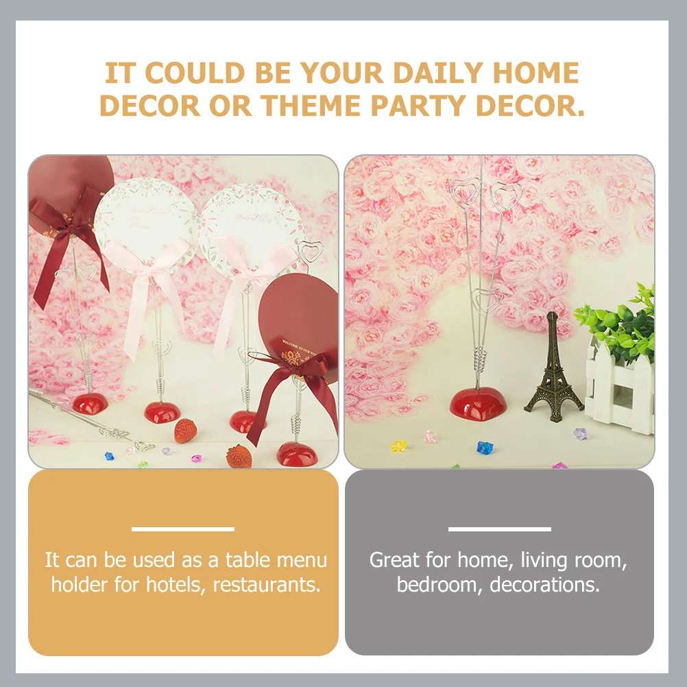 

3Pcs Memo Clip Heart Design Resin Metal Photo Holders Desktop Card Note Clamp Tabletop Decoration Wedding Office Party