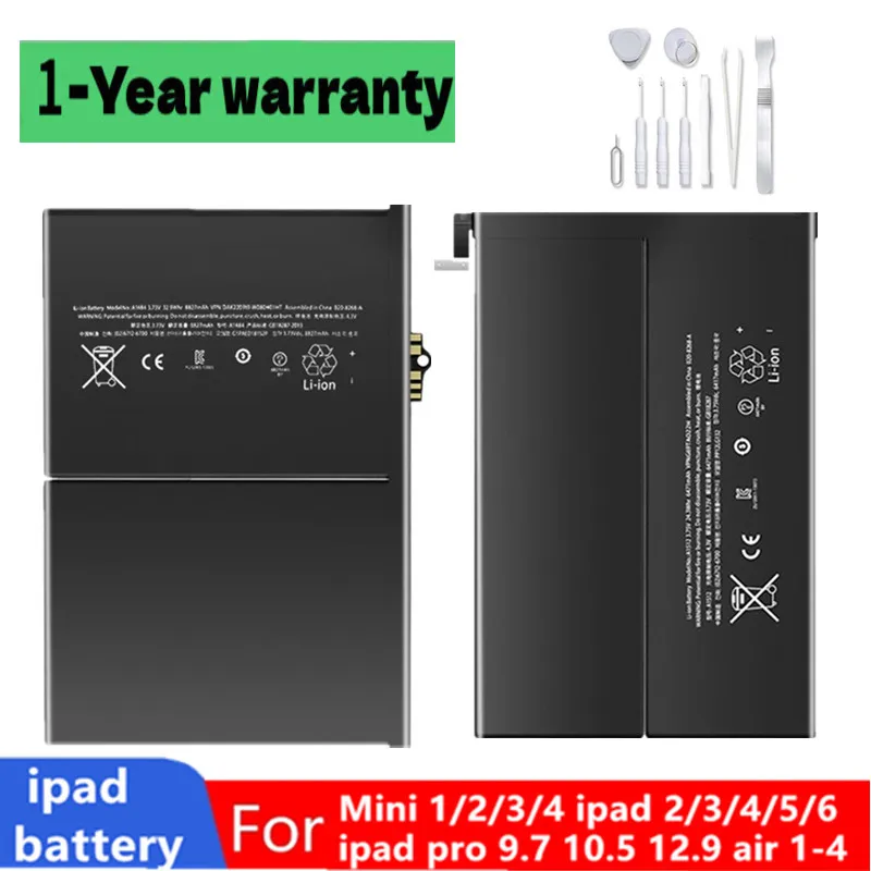 

Tablet Battery For iPad mini 1 2 3 4 5 9.7 10.2 10.5 A1550 A2133 A2124 Battery iPad 5 Air iPad 6 Replacement Bateria