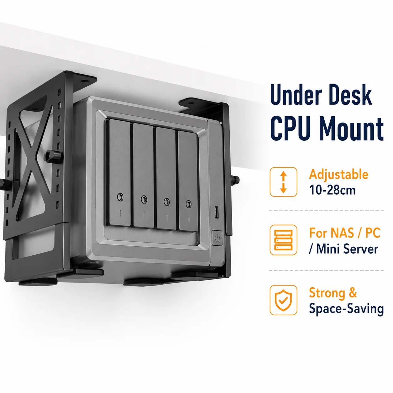 Under Desk CPU Mount Adjustable PC Holder Metal Computer Case Bracket NAS Storage Stand Desktop Bottom Mount
