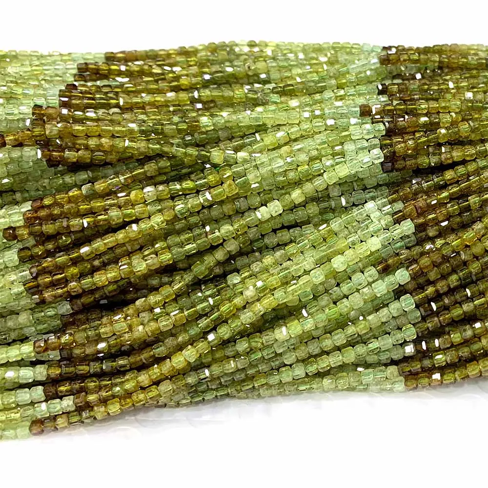 

Veemake натуральный зеленый гранат Tsavorite Edge куб граненые маленькие бусины для изготовления ювелирных изделий DIY ожерелье браслеты серьги 08530