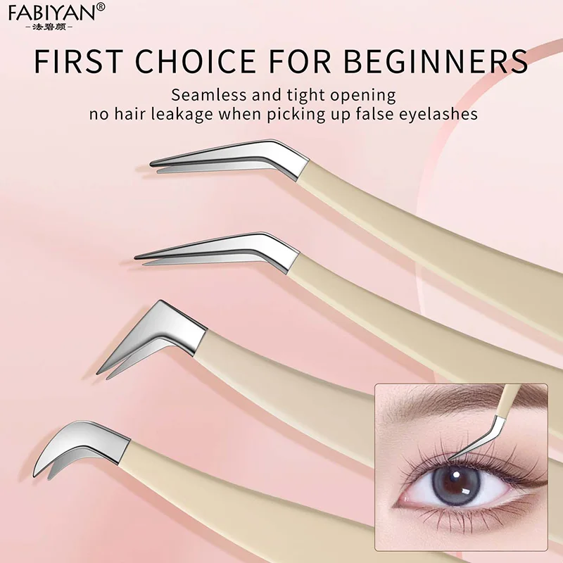 Stainless Steel False Eyelashes Tweezers High Precision Clip Eyelash Extension Tweezers Suitable For Beginners Makeup Tools