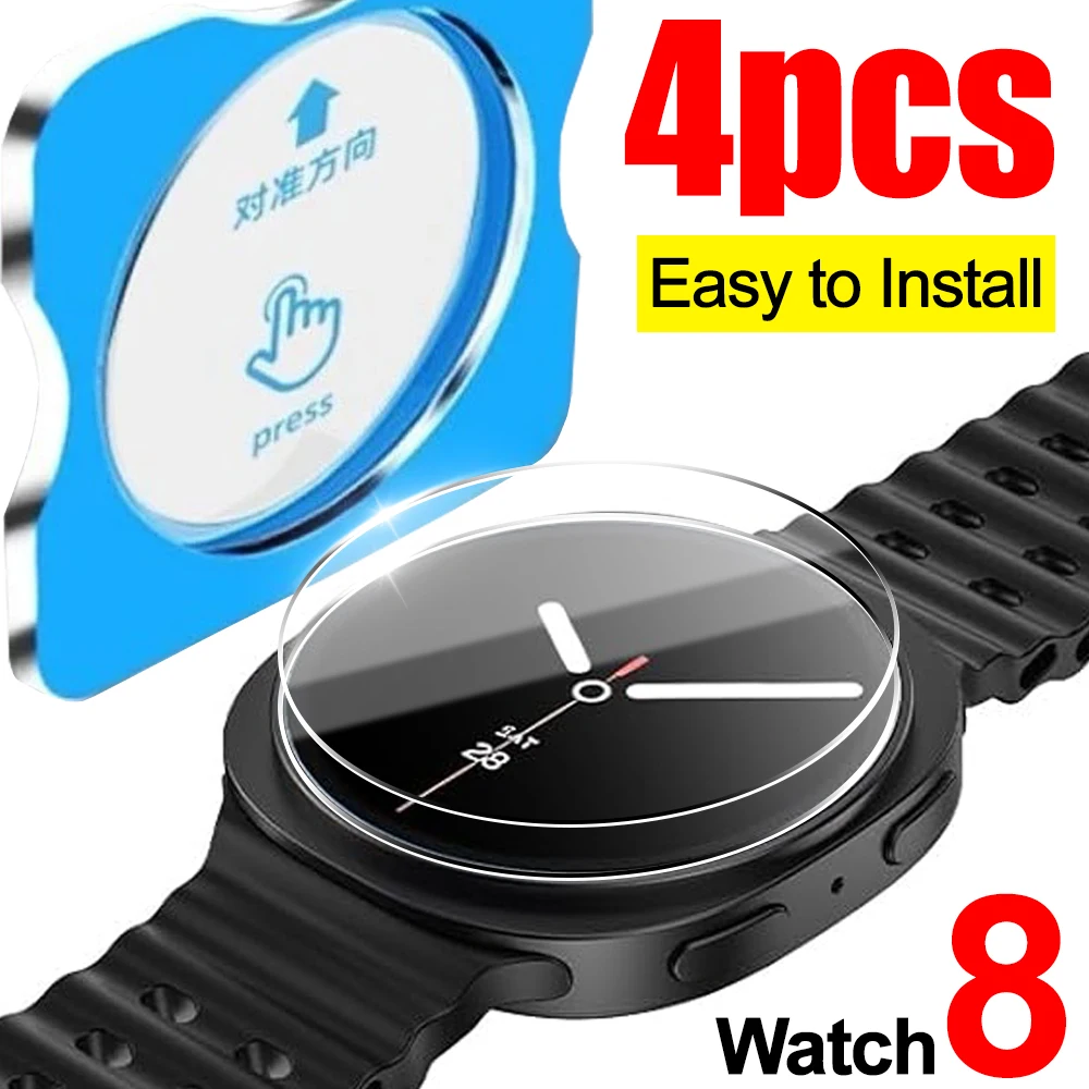 

Защитные пленки для экрана с автоматическим выравниванием для Samsung Galaxy Watch 8Classic 40/44 мм HD, прозрачные закаленные стеклянные пленки с защитой от царапин для Watch8