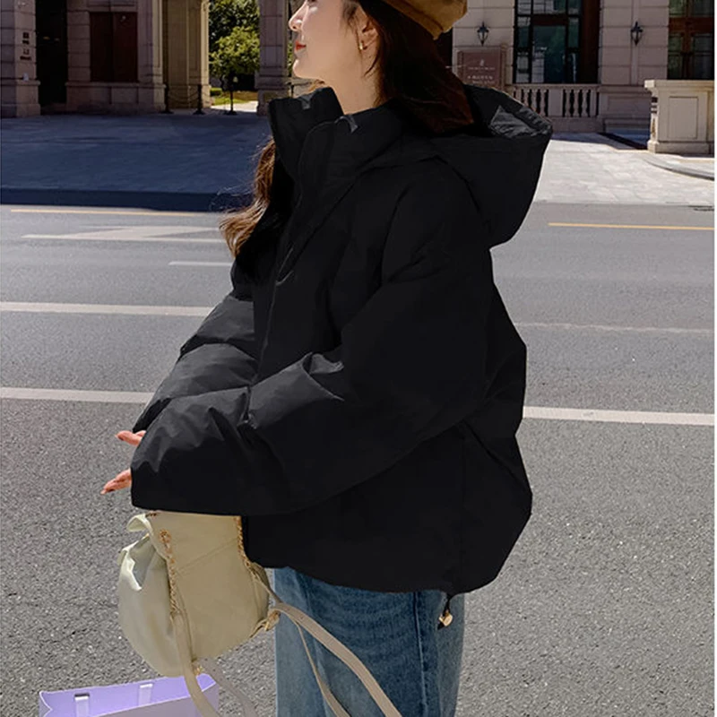 Imagem -05 - Gidyq-parkas de Algodão Acolchoado com Capuz para Mulheres Cabolsas Soltos Jaqueta Casual Feminina Zíper Quente Moda Coreana Novo Inverno