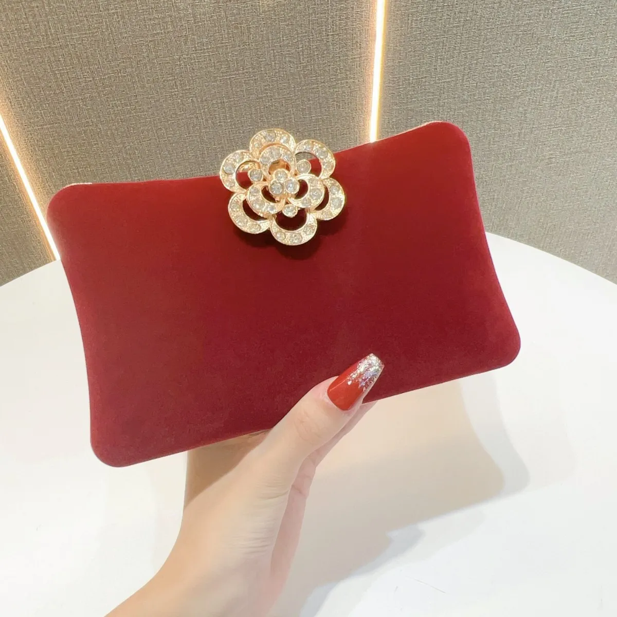 

New Velvet Diamond Embellished Shoulder Crossbody Bag, Women's Clutch for Party,Wedding,Evening Dress, Elegant Festival Handbag
