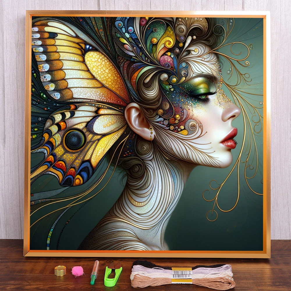

Butterfly Girl Pre-Printed 11CT Cross-Stitch Full Kit DIY Embroidery Painting Handmade Craft Knitting Different Promotions Sales