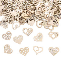 50/100pcs Hollowed Heart Pattern Small Natural Wooden Slice Scrapbooking Embellishments DIY Craft Heart Shape Love Wood Chip