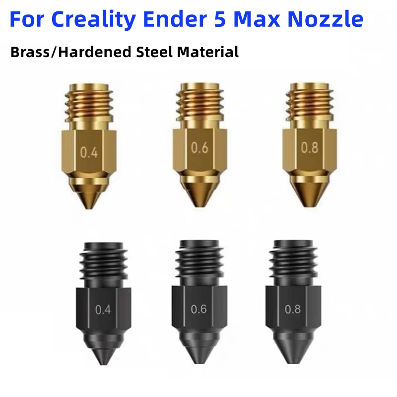 

For Creality Ender-5 Max Brass/Hardened Steel Nozzle 0.2/0.4/0.6/0.8mm High Speed Hotend Nozzle For Ender-5 Max 3D Printer Parts