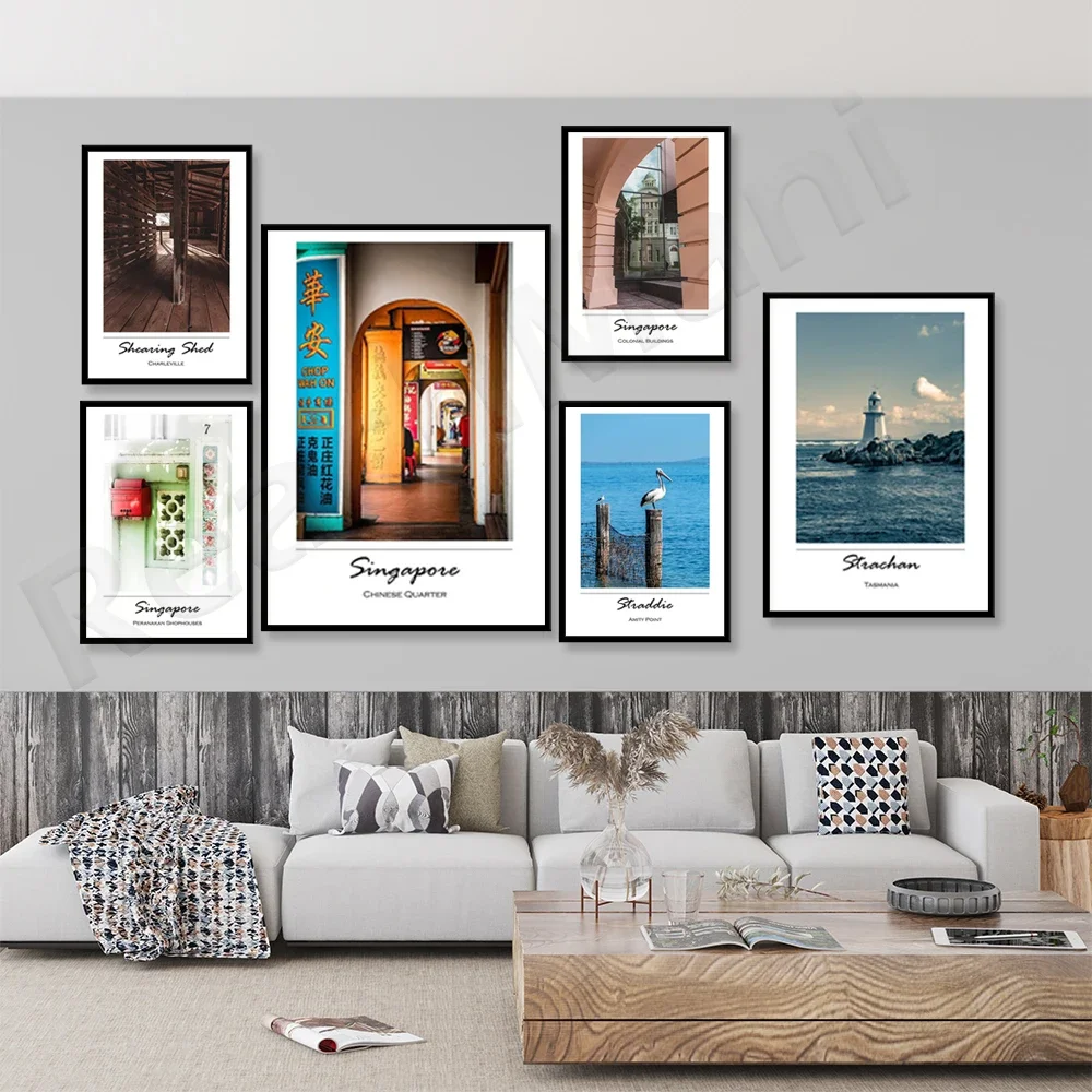 Singapore posters, Charleville Qld, Tasmania, Stratabrook Island, Peranakan shophouses, China region, tourist print posters