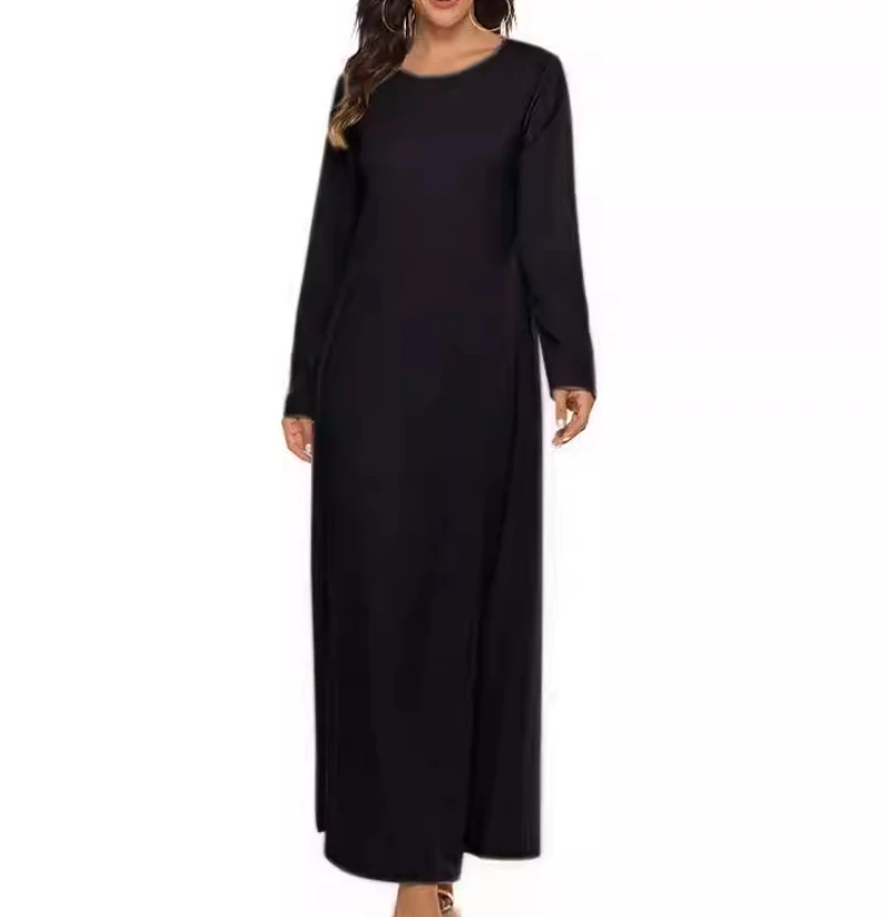 فستان عبادة إسلامي جديد للفتيات لعام 2025 بأكمام طويلة ورقبة دائرية داخلية رداء الشرق الأوسط TikTok