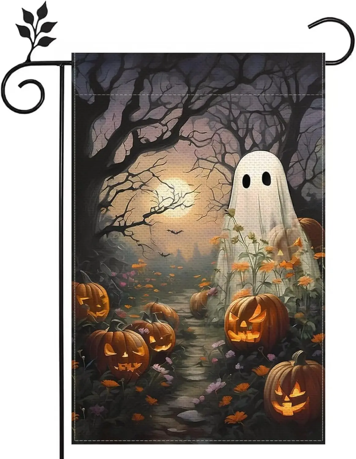 Welcome Halloween Ghost Witch Broom Garden Flag 12x18 inch Double-side Home Outdoor Yard Flag Holiday Party Decoration jjp