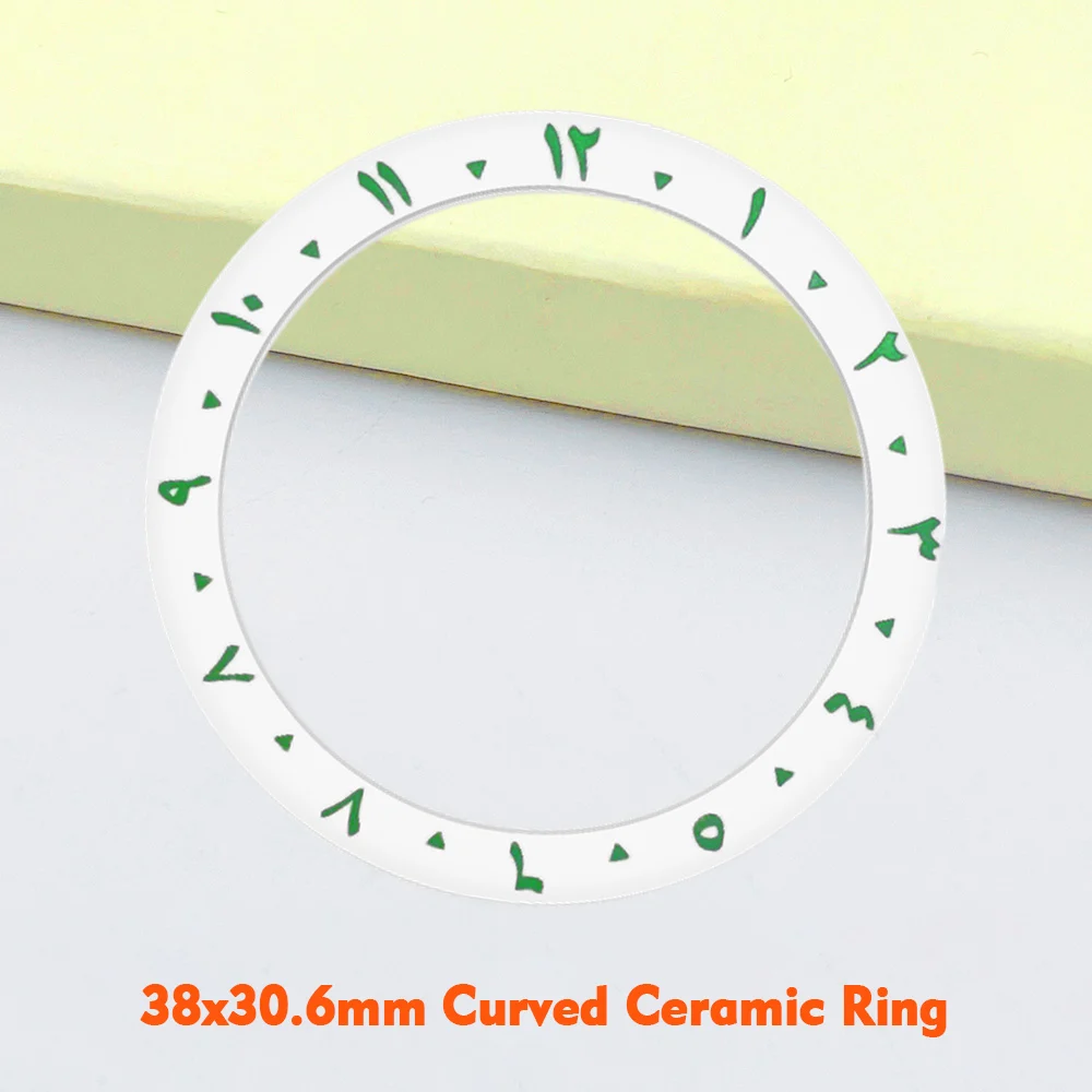 38x30.6mm Arabic Script Curved Ceramic Bezel Insert Ring Fit For NH35 NH36 SUB Watch Case SKX007 SRPD Watch Bezel Insert Parts