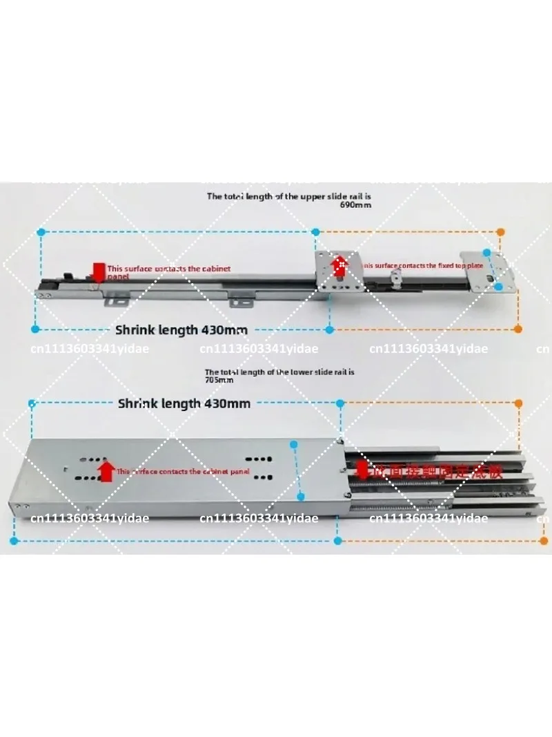 Damping Silent Wardrobe Rail, High-Depth Cabinet Heaven and Earth Guide Rail, Push-Pull Rail Hardware Accessories