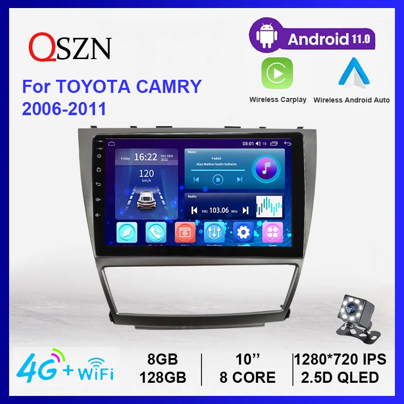 8+128G GPS Car Multimedia Player For Toyota Camry 2006-2011 BT Android 11 DSP IPS Carplay Auto Radio Stereo Navigation 1280*720