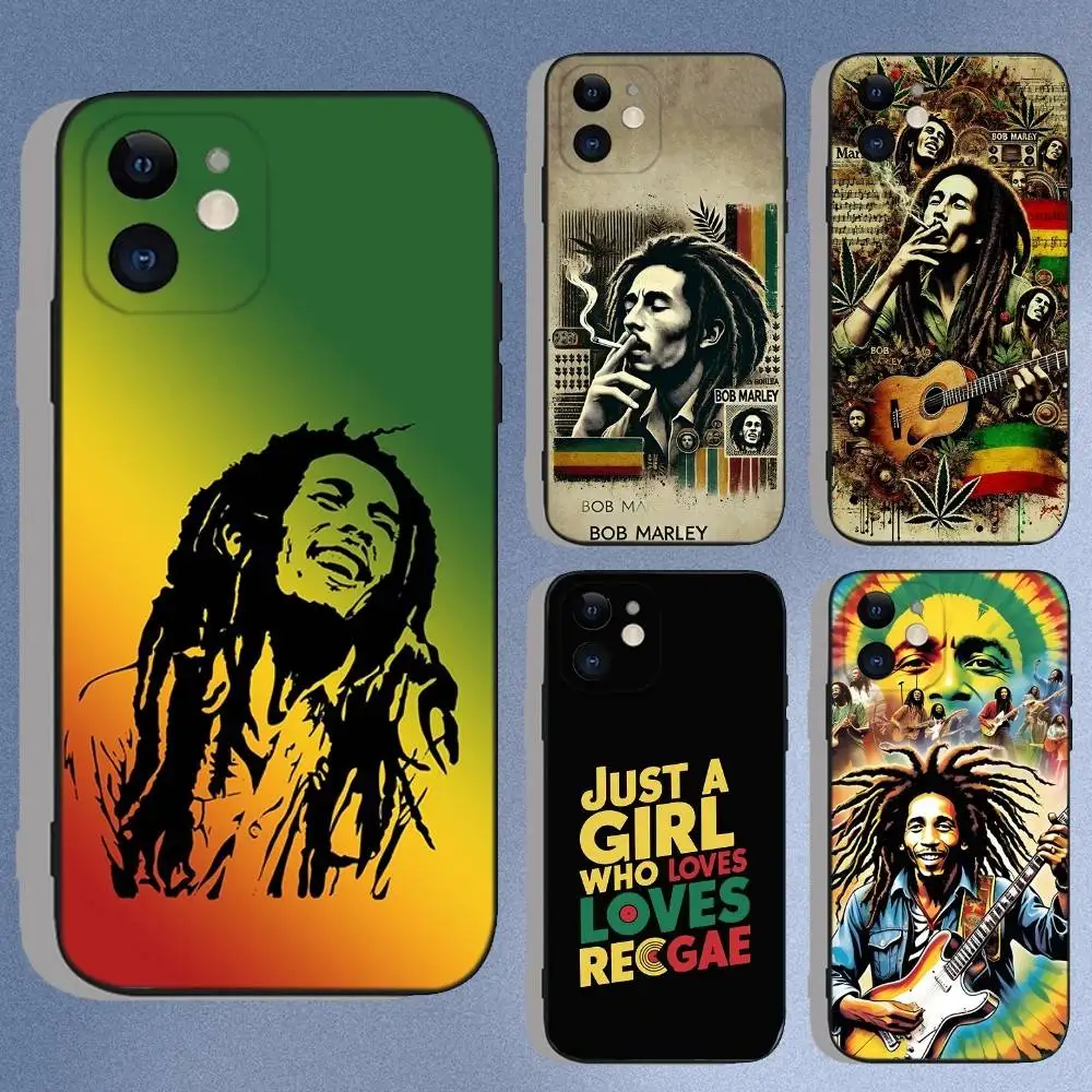

Bob Marley Rasta Lion Phone Case For iPhone 16e,16,15,14,13,12,11,XS,XR,X,8,7,Pro,Max,Plus,Mini Silicone Black Funda Shell