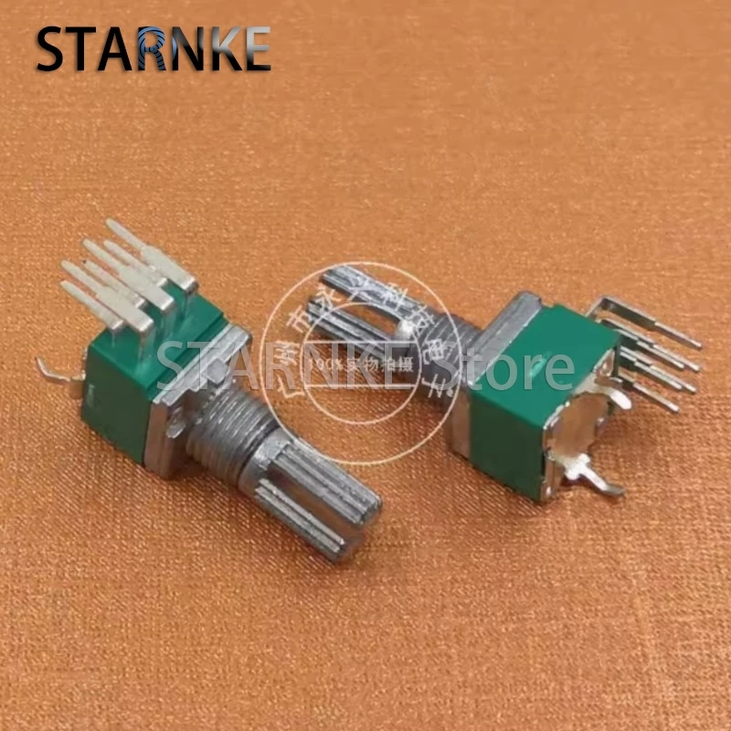 3PCS RK097G 097 Volume Sealed Potentiometer B5K B10K B20K B50K B100K A10K A20K A50K A100K Dual Bent Foot 6 Pin Flower Shaft 15MM