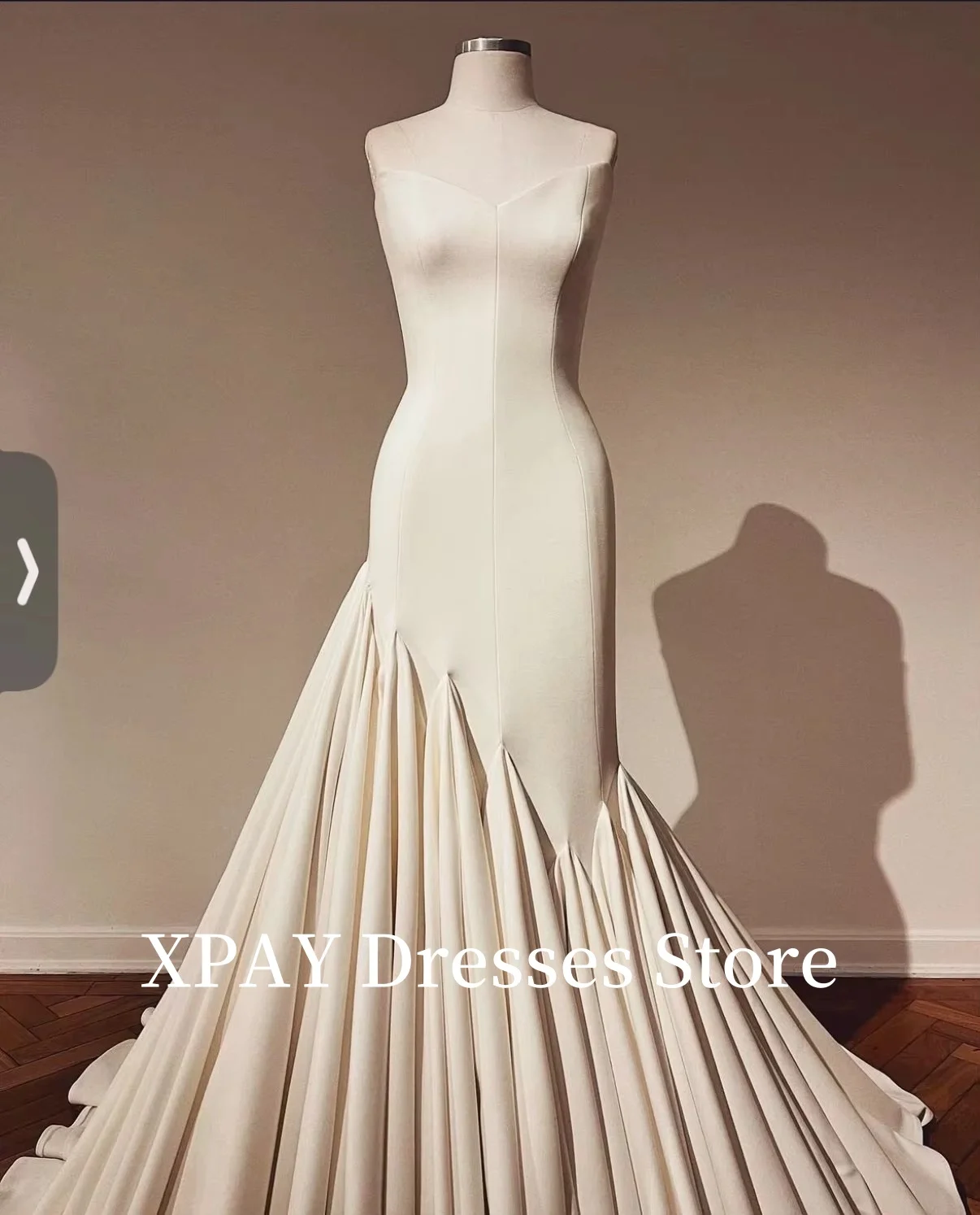 XPAY Modern V Neck Mermaid Wedding Dresses Dubai Arabic Thick Crepe Draped Luxury Bridal Gowns Vestidos de noiva Customized