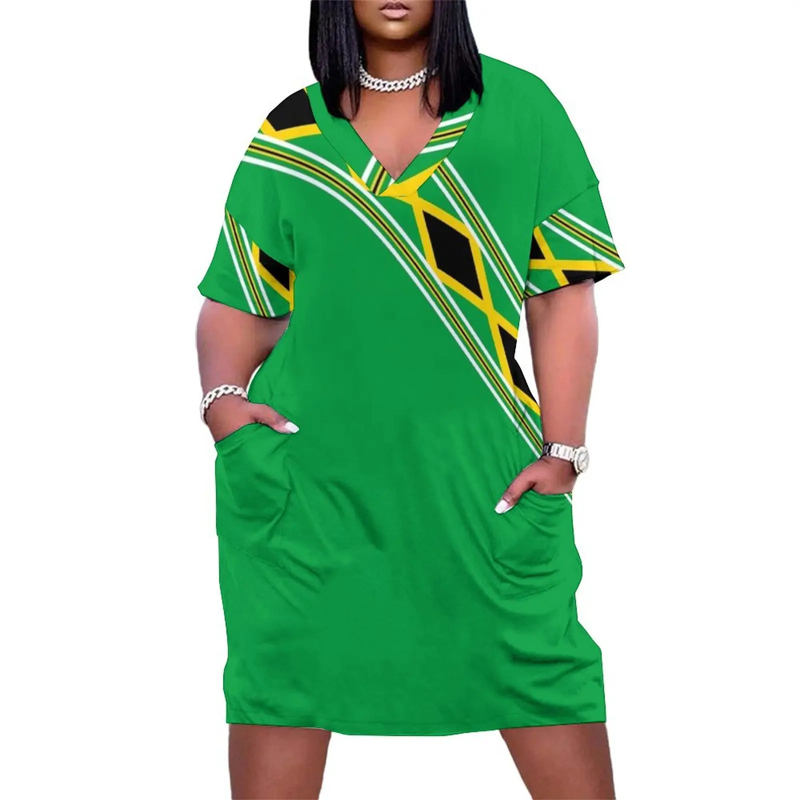 Jamaica Flag Stickers, Gifts and Products - Named Loose Pocket Dress Elegant gowns women's evening dresses