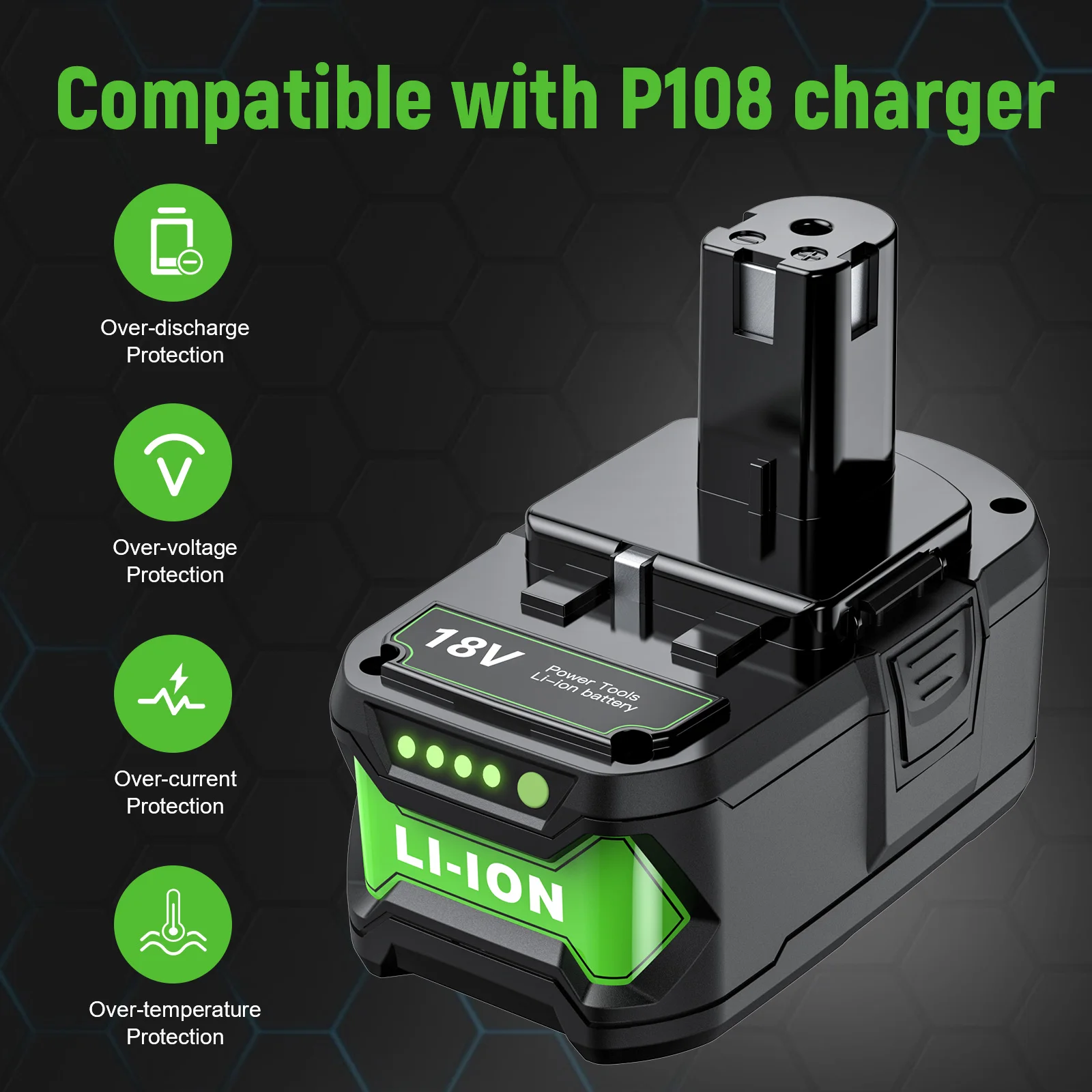 6000mAh/9000mAh 18V Vervanging Lithium Batterij Voor Ryobi Plus P108 P109 P102 P103 P104 P105 P107 P117 Power Tools Baterry
