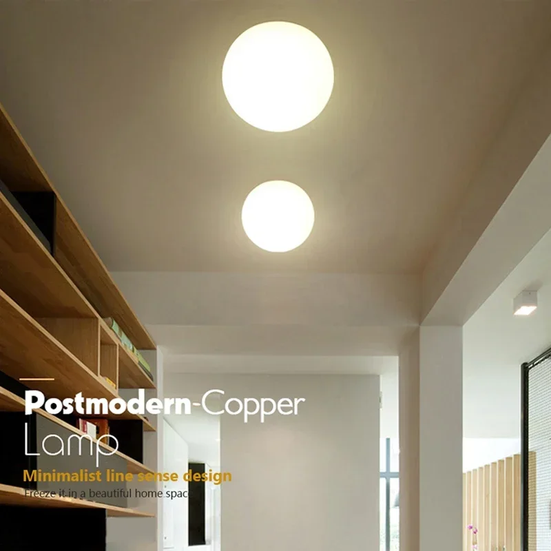 Plafonnier LED boule de verre blanc, luminaire minimaliste, éclairage intérieur, salle de bain, balcon, chambre à coucher, entrée