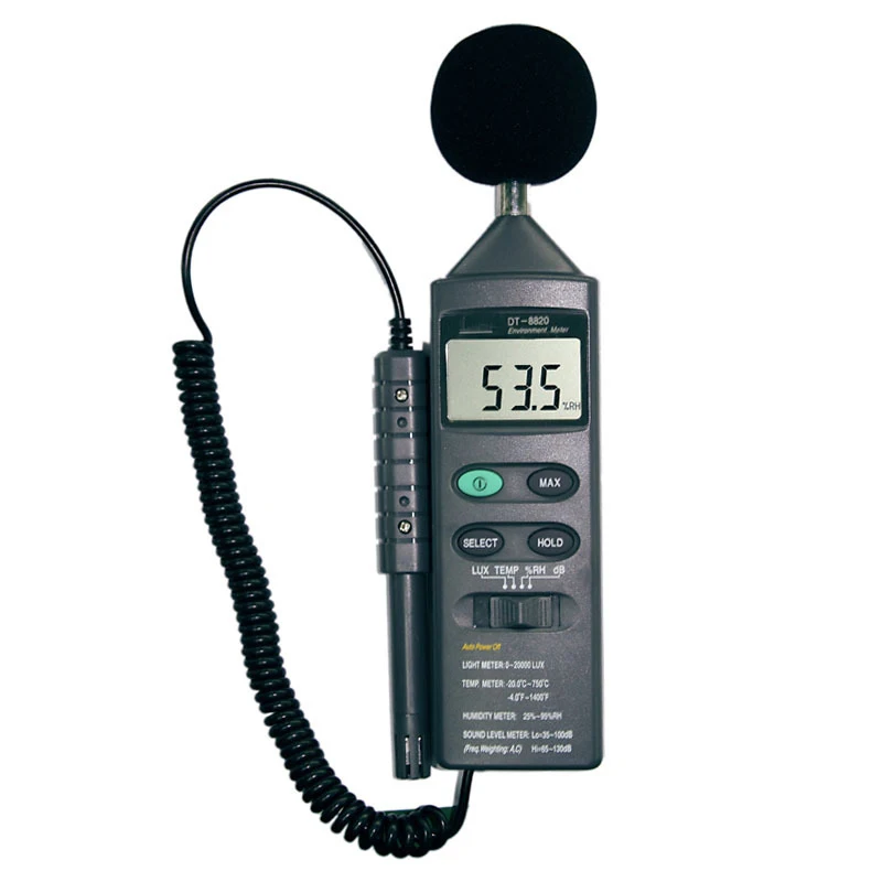DT-8820 4in1 Multifunction Environment Meter lux  Illuminometer Thermometer Hygrometer Sound Level Noise Meter