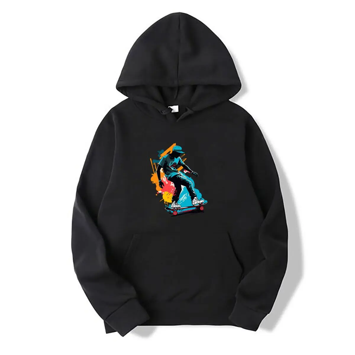 Skateboarding Boy Color Splash Street Art Graphic Autumn and winter new men's and women's hooded sweatshirts