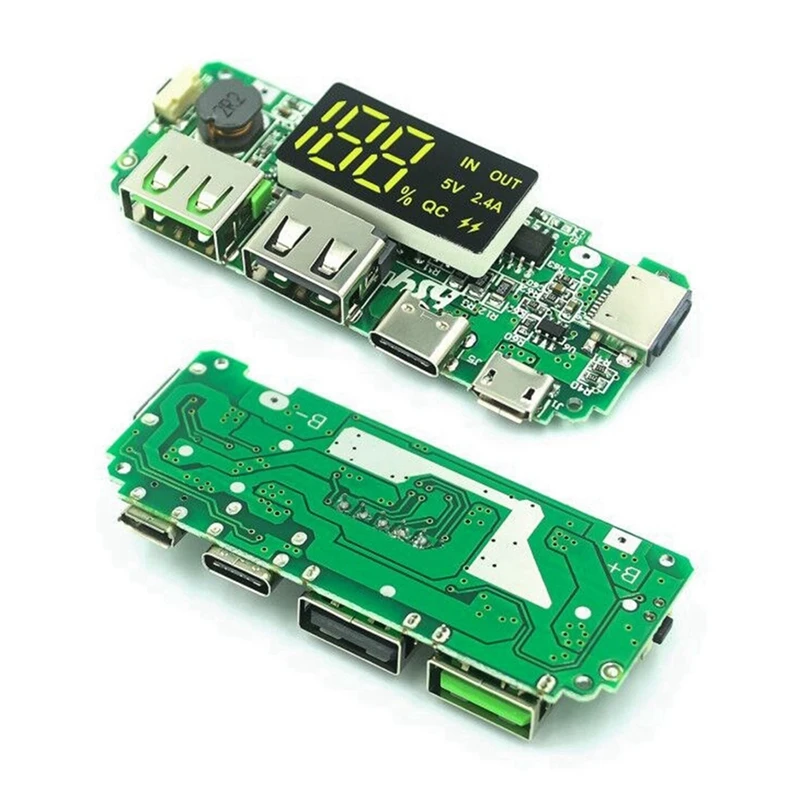 N75R-2X 18650 Lithium Battery Digital Display Charging Module 5V 2.4A Three Charging Port With Display Boost Module