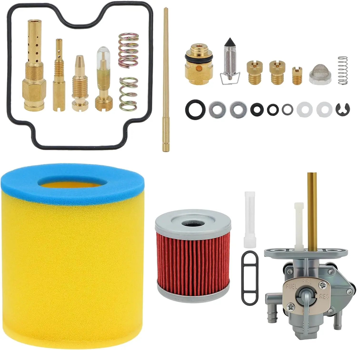 Carburetor Carb Rebuild Kit with Fuel Petcock Valve Air Filter Oil Filter Tune Up Kit Fits for Suzuki LTZ400 2003-2008 ATV