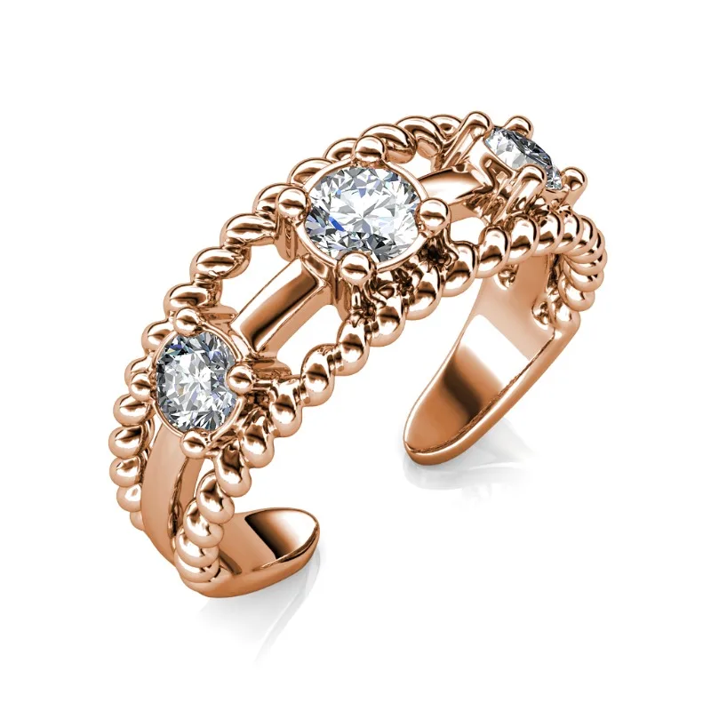 

Daisini Elegant Hollow Out Ring Embellished with Swarovski Crystals Adjustable Ring Rose Gold Color Wedding Jewelry for Women