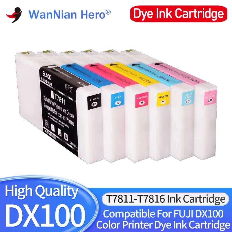 T7811-T7816 Compatible Ink Cartridge With Dye Ink For Fujifilm Frontier-S DX-100 Fuji DX100 Printer 200ML/PC 6 colors available