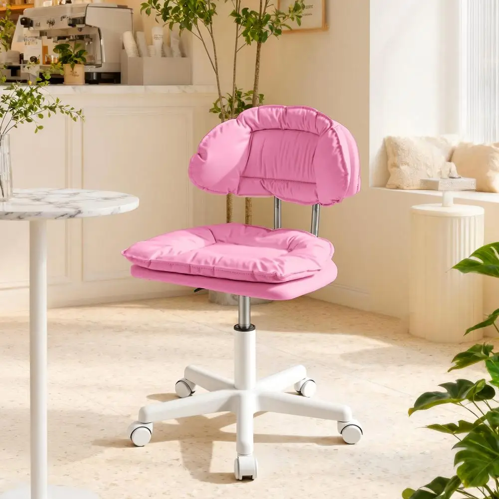 Armless Faux Leather Office Desk Chair 360° Swivel Wheels Height Adjustable Rolling Task Chair for Home Study Meeting Room