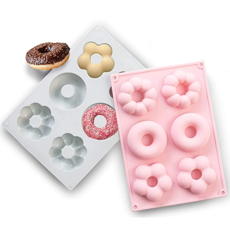 Silicone 6Cavity Donut Mold Nonstick Cake Pastry Dessert Ice Mold Reusable Soap Candle Baking Mold Bakeware Cake Decoration Tool