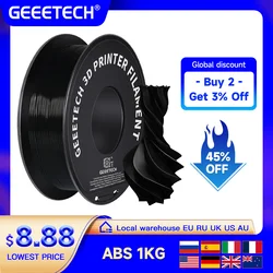 Geeetech ABS 3D Filament 1.75mm 1KG plastik, materiał drukarki 3D, nieplączący, nietoksyczny, opakowanie próżniowe biały czarny