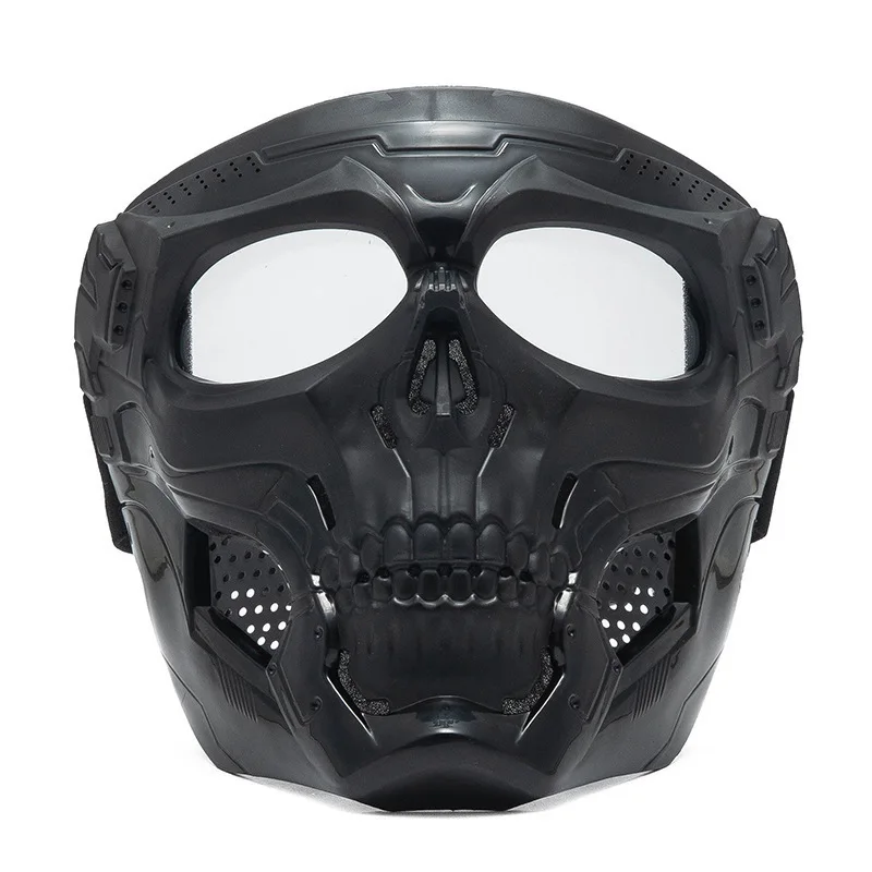 Skull Motorcycle Full Face Mask Windproof Protective Mask With Goggles Offroad Motorbike Cycling Airsoft Tactical Gear view 2