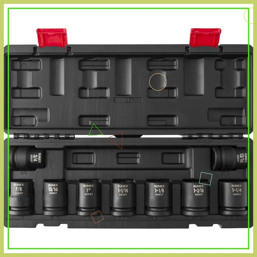 

9-Piece 3/4-Inch Drive 12-Point SAE Impact Socket Set for Heavy Duty Use