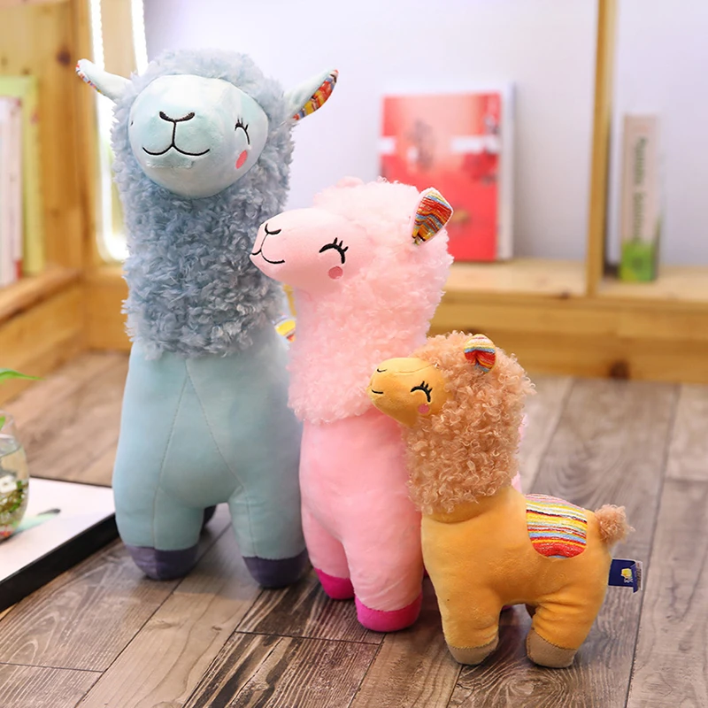 New Smile Stripe Alpaca Llama Plush Animals Toy Stuffed Doll Kids Toys Birthday Gifts