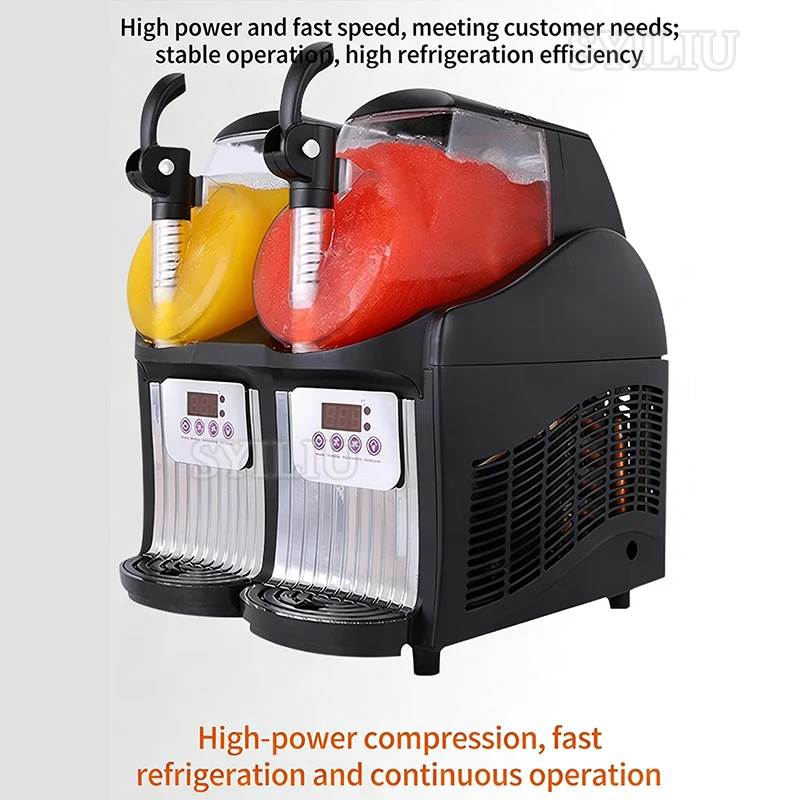 Slush Machine Commercial Stainless Steel 4L Double-Cylinder Smoothie Juice Snow Melting Maker