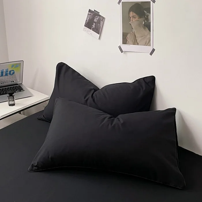 48x74cm Solid Color Soft Pillowcase Standard Size Envelope Closure Bed Pillow Cover Breathable Smooth Fabric Single New