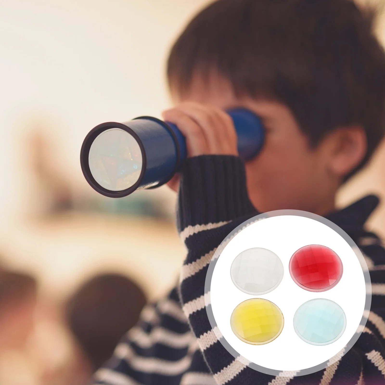 Prisma de lente caleidoscopio, lente de plástico de colores de alta definición para manualidades, Kit de reparación, proyecto infantil, juego de accesorios hechos a mano, 8 Uds.