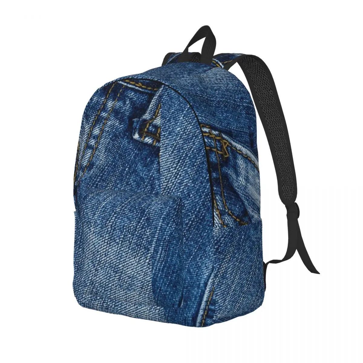 Clothes Button Diagonal Up I Love Bluejeans Denim Student Backpack School Bag Hiking Daypack for Kids Bookbag Shoulder Bags