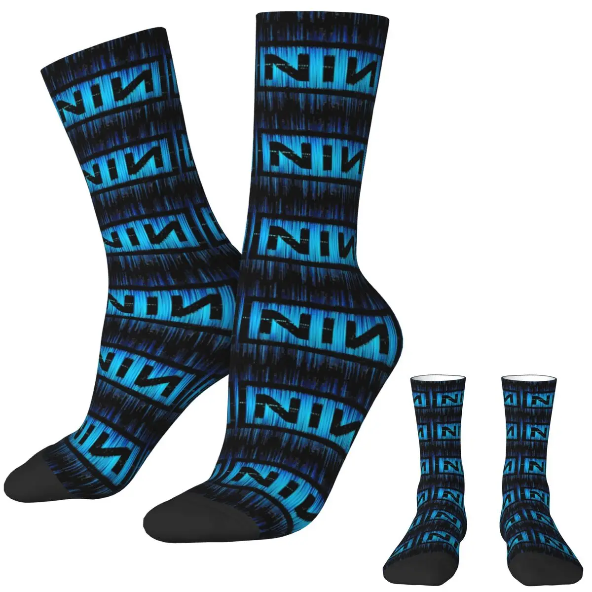 Women Men Socks Dark Blue Nine Inch Naills Logo Stockings Spring Funny High Quality Socks Printed Climbing Anti Bacterial Socks