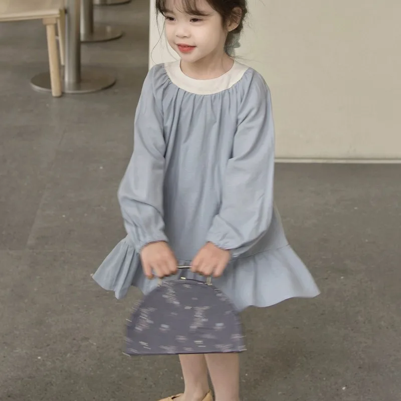 Korean Version Girls' Autumn Dress 2026 Spring and Autumn New Style Super Western Japanese Cute Loose Ruffle Edge